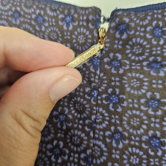 Tory Burch Flavia Blue Multicolored Long Sleeve Silk Dress Size Small - Picture 5 of 13